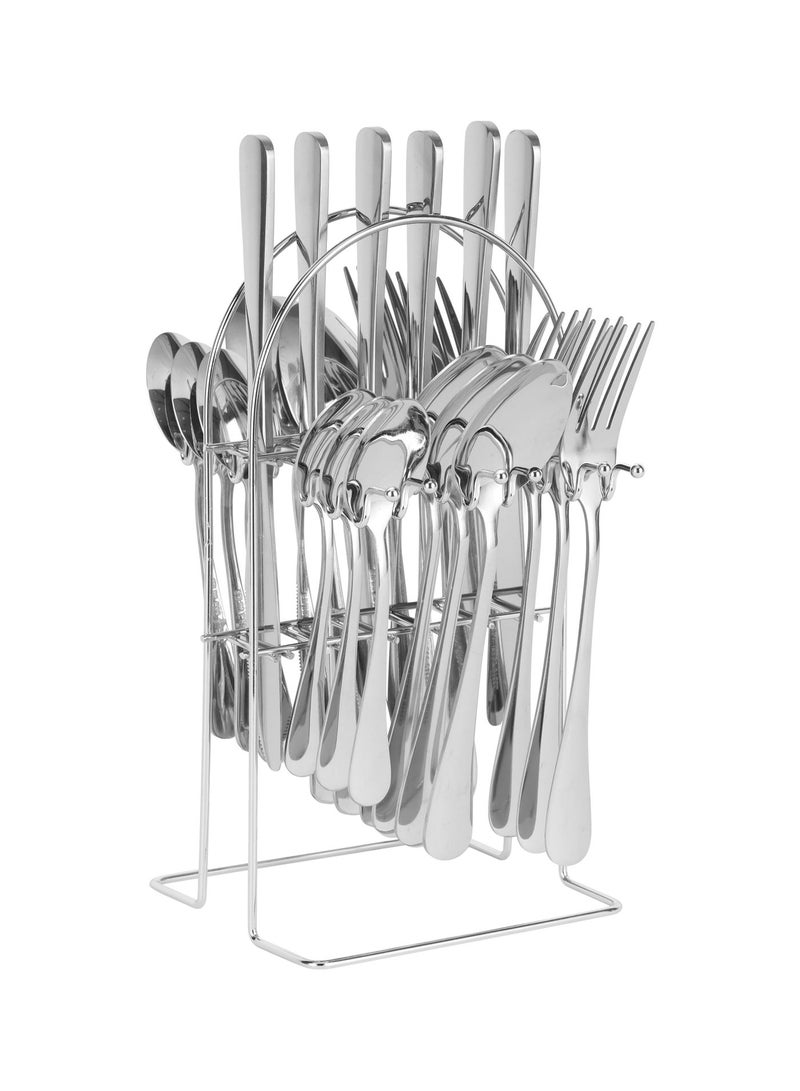 ديلكاسا طقم أدوات مائدة ديلكاسا من الفولاذ المقاوم للصدأ مكون من 24 قطعة مع حامل، ملعقة طعام، شوكة طعام، ملعقة شاي، سكين، طقم من 6 قطع - Image 5